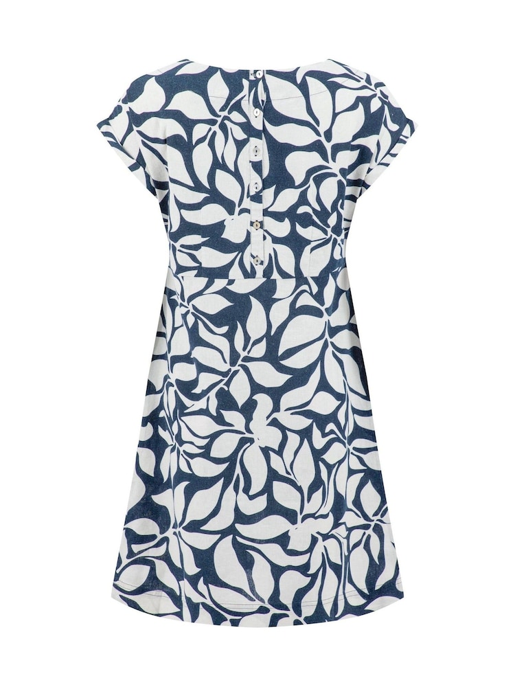 Weird Fish Blue Orlando Printed Shift Dress - Image 7 of 7 Weird Fish Blue Orlando Printed Shift Dress - Image 7 of 7