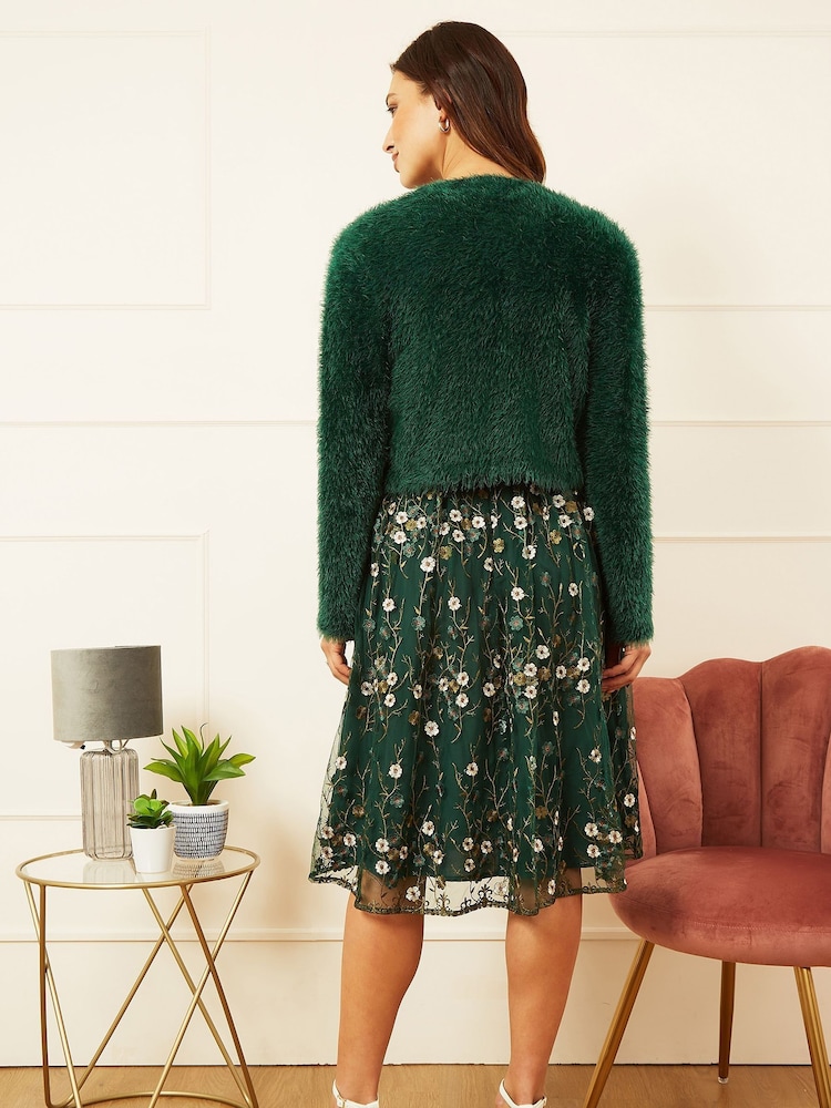 Yumi Green Eyelash Knit Bolero - Image 2 of 5