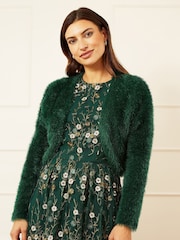 Yumi Green Eyelash Knit Bolero - Image 3 of 5