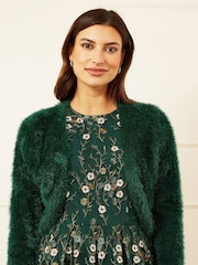 Yumi Green Eyelash Knit Bolero - Image 4 of 5