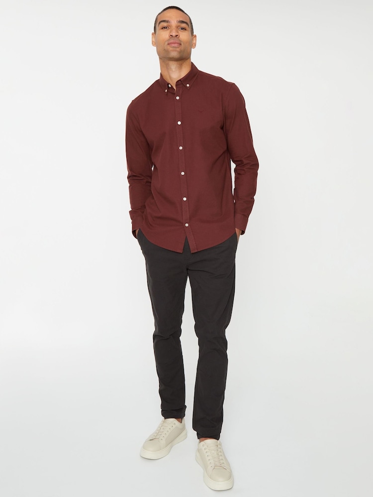 Threadbare Red Oxford Long Sleeve Shirt - Image 3 of 4
