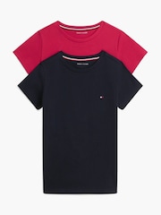 Tommy Hilfiger Whimsy Pink/Navy Blue Signature Crew Neck T-Shirts 2 Pack - Image 1 of 7