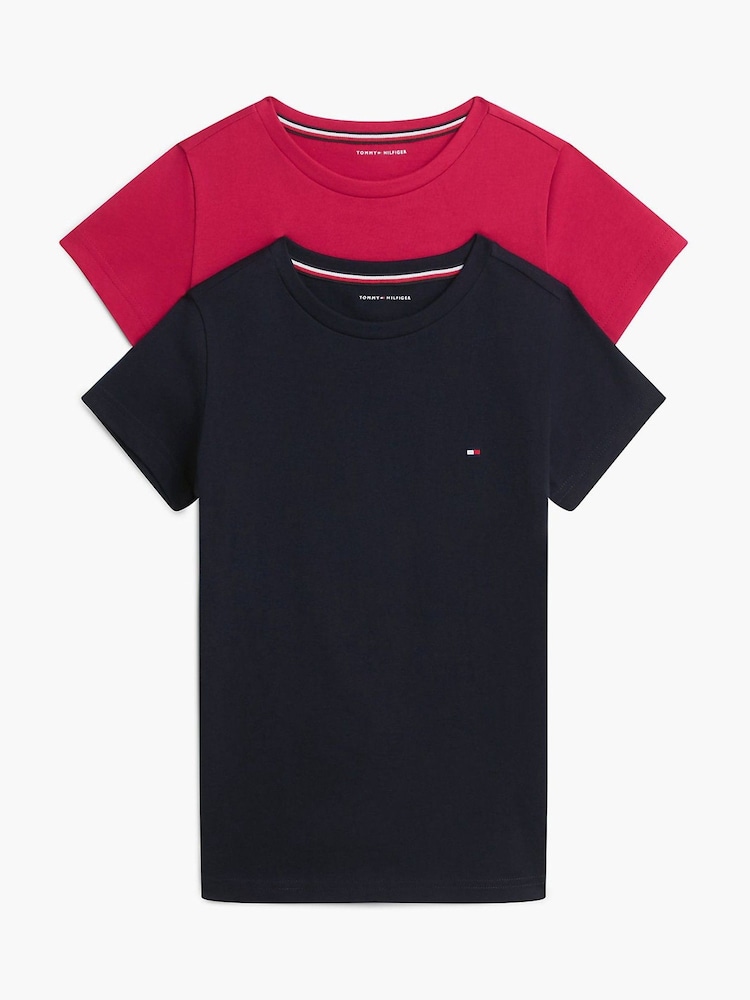 Tommy Hilfiger Whimsy Pink/Navy Blue Signature Crew Neck T-Shirts 2 Pack - Image 1 of 7