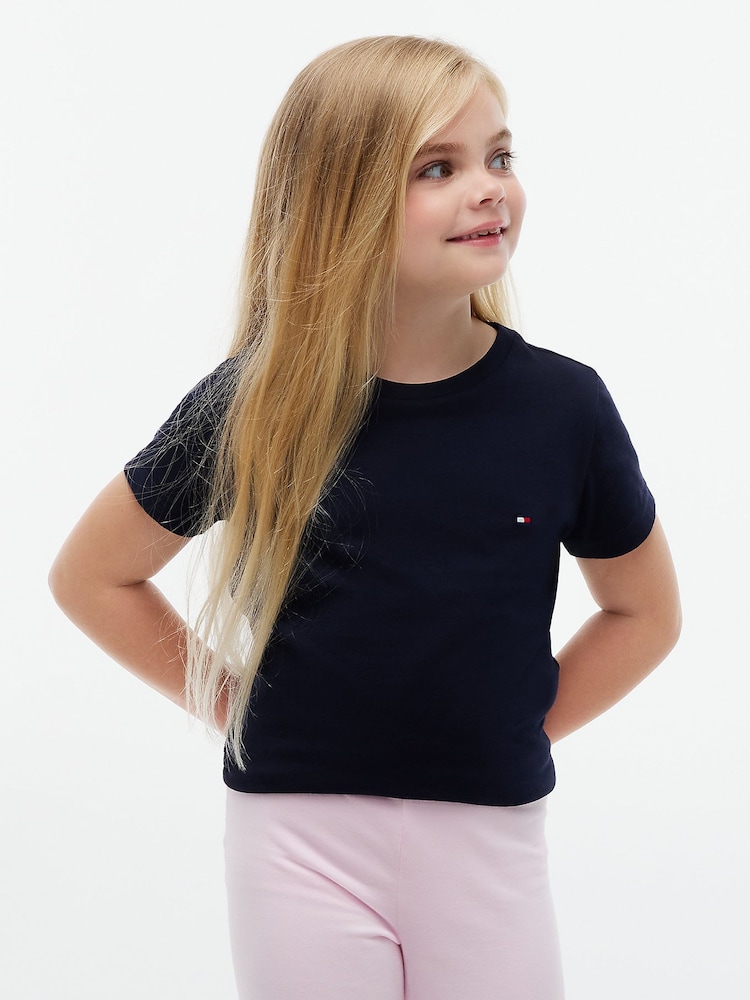 Tommy Hilfiger Whimsy Pink/Navy Blue Signature Crew Neck T-Shirts 2 Pack - Image 2 of 7