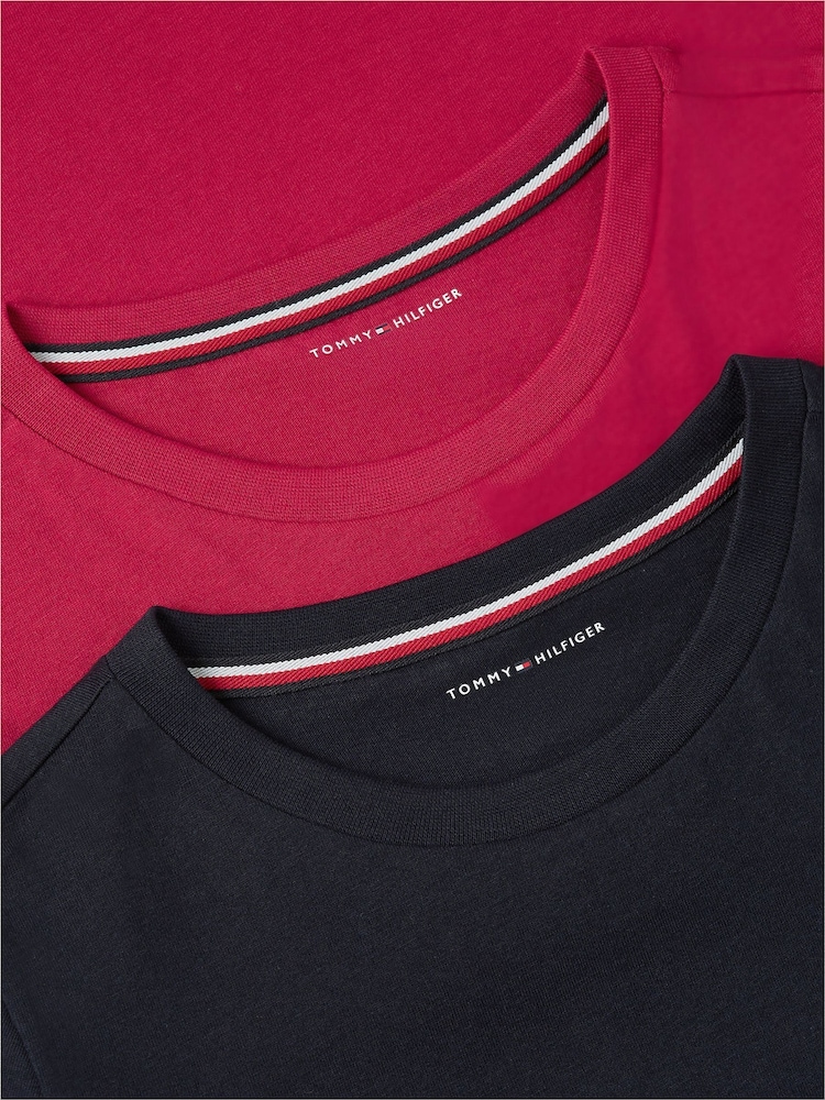 Tommy Hilfiger Whimsy Pink/Navy Blue Signature Crew Neck T-Shirts 2 Pack - Image 7 of 7