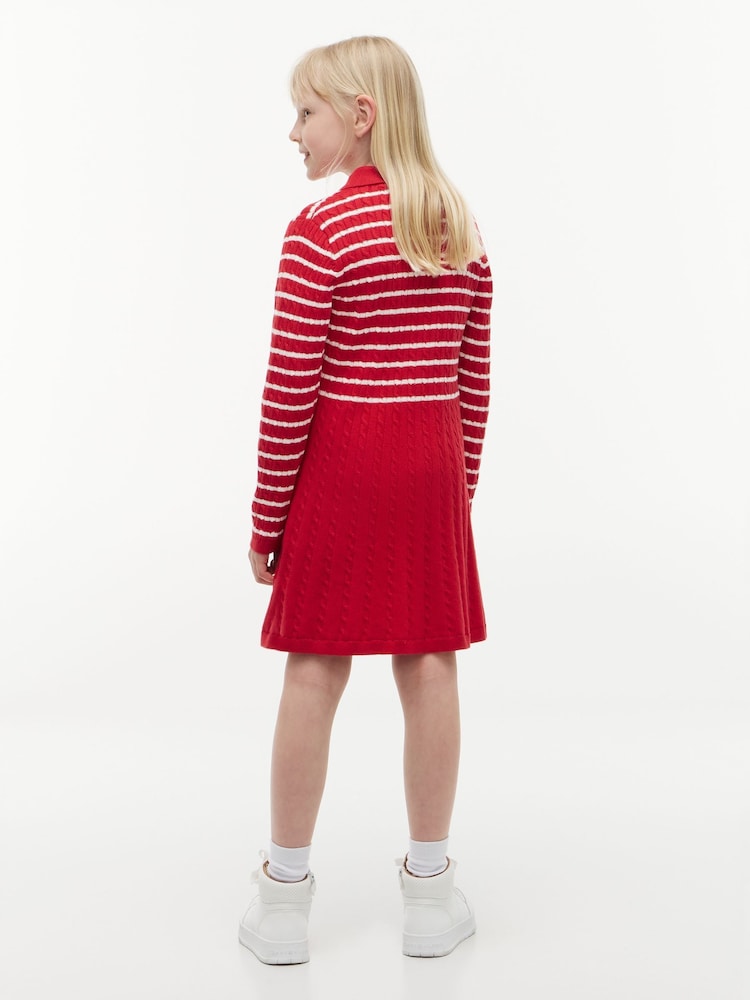 Tommy Hilfiger Red Cable Knit Polo Jumper Dress - Image 2 of 6 Tommy Hilfiger Red Cable Knit Polo Jumper Dress - Image 2 of 6