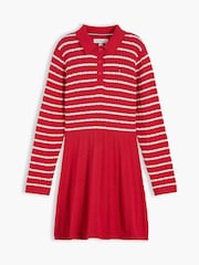 Tommy Hilfiger Red Cable Knit Polo Jumper Dress - Image 5 of 6