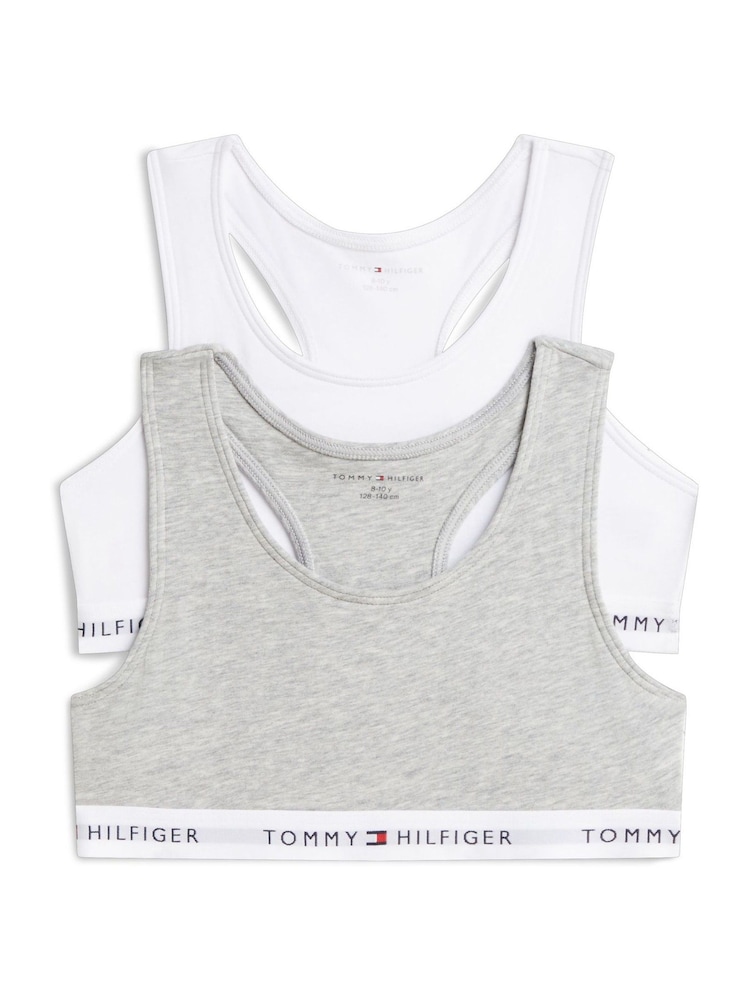 Tommy Hilfiger White Signature Logo Racerback Bralettes 2-Pack - Image 1 of 3 Tommy Hilfiger White Signature Logo Racerback Bralettes 2-Pack - Image 1 of 3