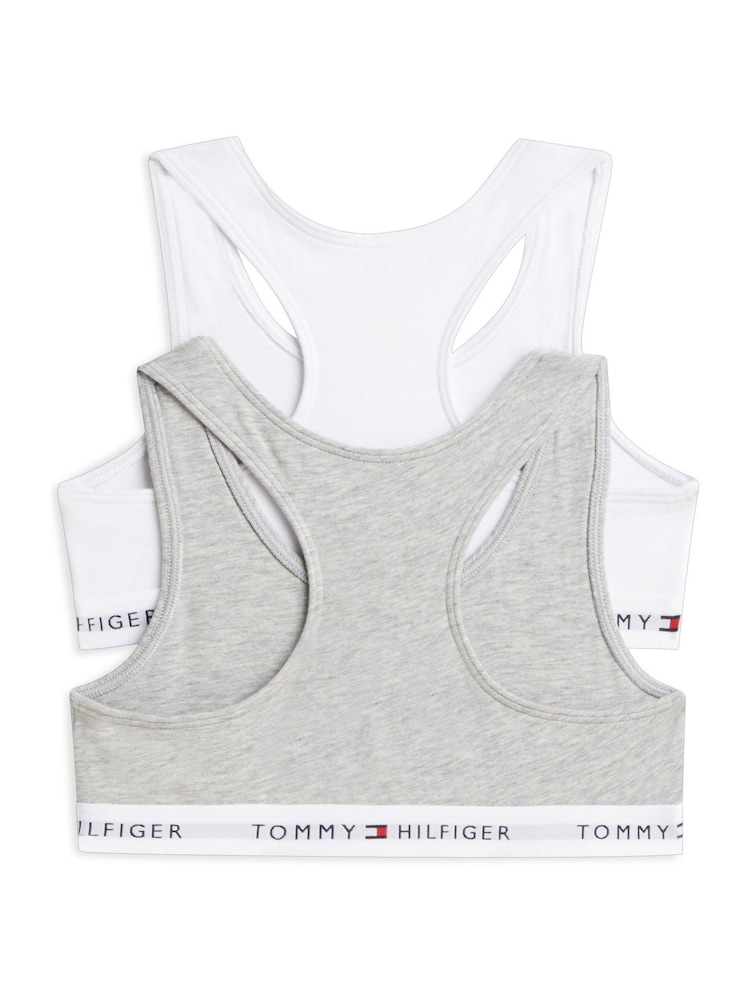 Tommy Hilfiger White Signature Logo Racerback Bralettes 2-Pack - Image 2 of 3 Tommy Hilfiger White Signature Logo Racerback Bralettes 2-Pack - Image 2 of 3