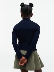 Tommy Hilfiger Blue Essential Ruffle Ribbed Long Sleeve Top - Image 2 of 5