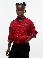 Червоний - Tommy Hilfiger Cable Knit Gold-Tone Button Relaxed Cardigan - Image 1 of 6