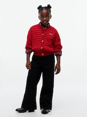 Червоний - Tommy Hilfiger Cable Knit Gold-Tone Button Relaxed Cardigan - Image 2 of 6