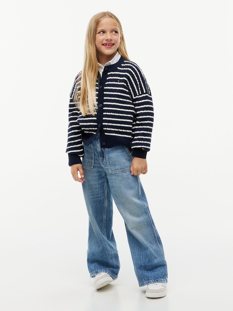 Tommy Hilfiger Blue Relaxed Cable Knit Cardigan - Image 2 of 5 Tommy Hilfiger Blue Relaxed Cable Knit Cardigan - Image 2 of 5