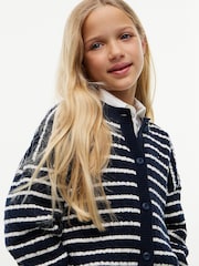 Tommy Hilfiger Blue Relaxed Cable Knit Cardigan - Image 3 of 5