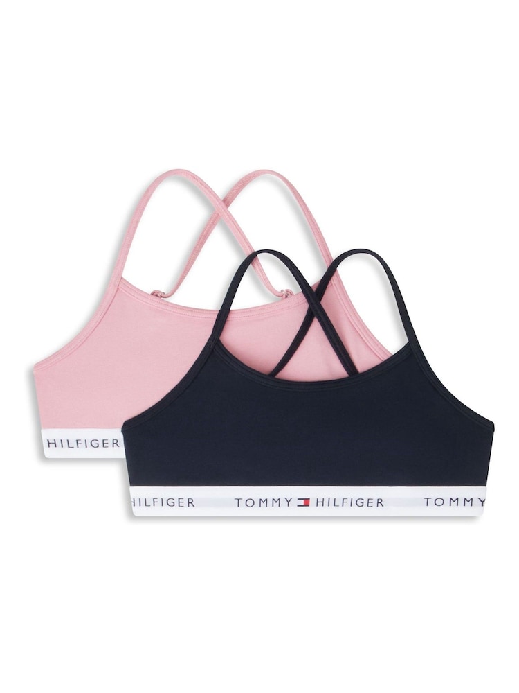 Tommy Hilfiger Blue Signature Logo Racerback Bralettes 2-Pack - Image 1 of 2 Tommy Hilfiger Blue Signature Logo Racerback Bralettes 2-Pack - Image 1 of 2