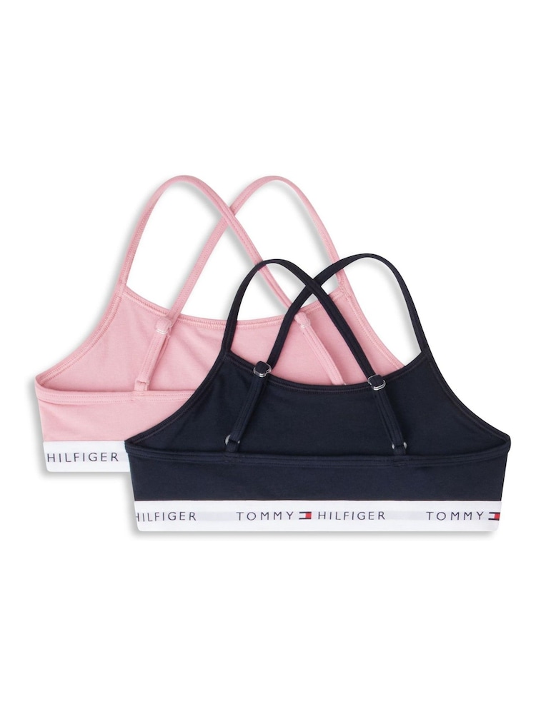 Tommy Hilfiger Blue Signature Logo Racerback Bralettes 2-Pack - Image 2 of 2 Tommy Hilfiger Blue Signature Logo Racerback Bralettes 2-Pack - Image 2 of 2