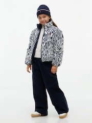 Tommy Hilfiger Blue Zebra Print Reversible Relaxed Puffer Jacket - Image 2 of 8