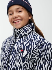 Tommy Hilfiger Blue Zebra Print Reversible Relaxed Puffer Jacket - Image 3 of 8