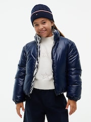 Tommy Hilfiger Blue Zebra Print Reversible Relaxed Puffer Jacket - Image 6 of 8