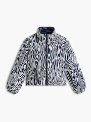 Tommy Hilfiger Blue Zebra Print Reversible Relaxed Puffer Jacket - Image 7 of 8