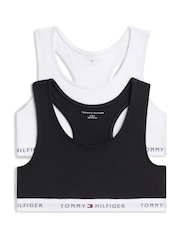 Tommy Hilfiger White/Black Signature Logo Racerback Bralettes 2-Pack - Image 1 of 3