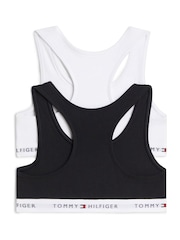 Tommy Hilfiger White/Black Signature Logo Racerback Bralettes 2-Pack - Image 2 of 3