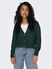Grün - ONLY Ribbed Button Front V-Neck Cardigan - Bild 1 von 5