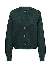 Grün - ONLY Ribbed Button Front V-Neck Cardigan - Bild 3 von 5