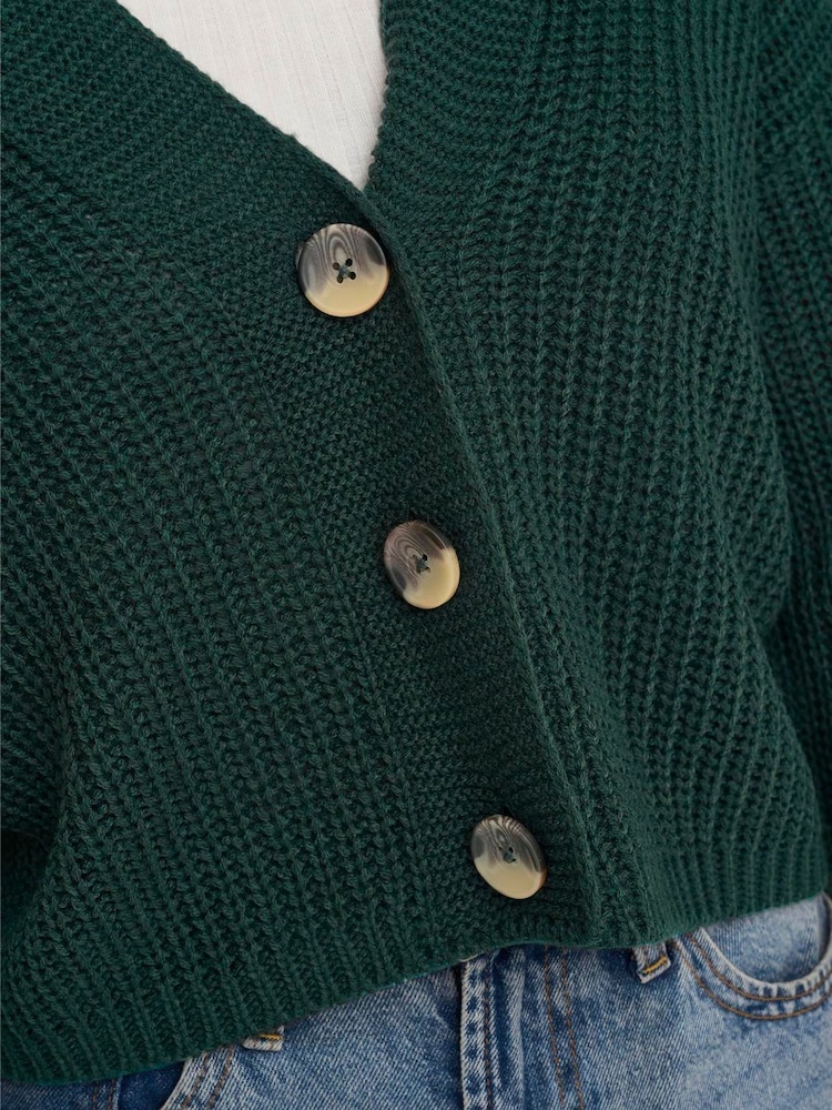 Grün - ONLY Ribbed Button Front V-Neck Cardigan - Bild 5 von 5