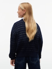 Синій - Tommy Hilfiger Cable Knit Gold-Tone Button Relaxed Cardigan - Image 4 of 6