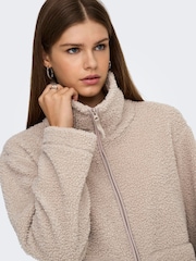 ONLY Cream Zip Front Teddy Jacket - Image 2 of 7