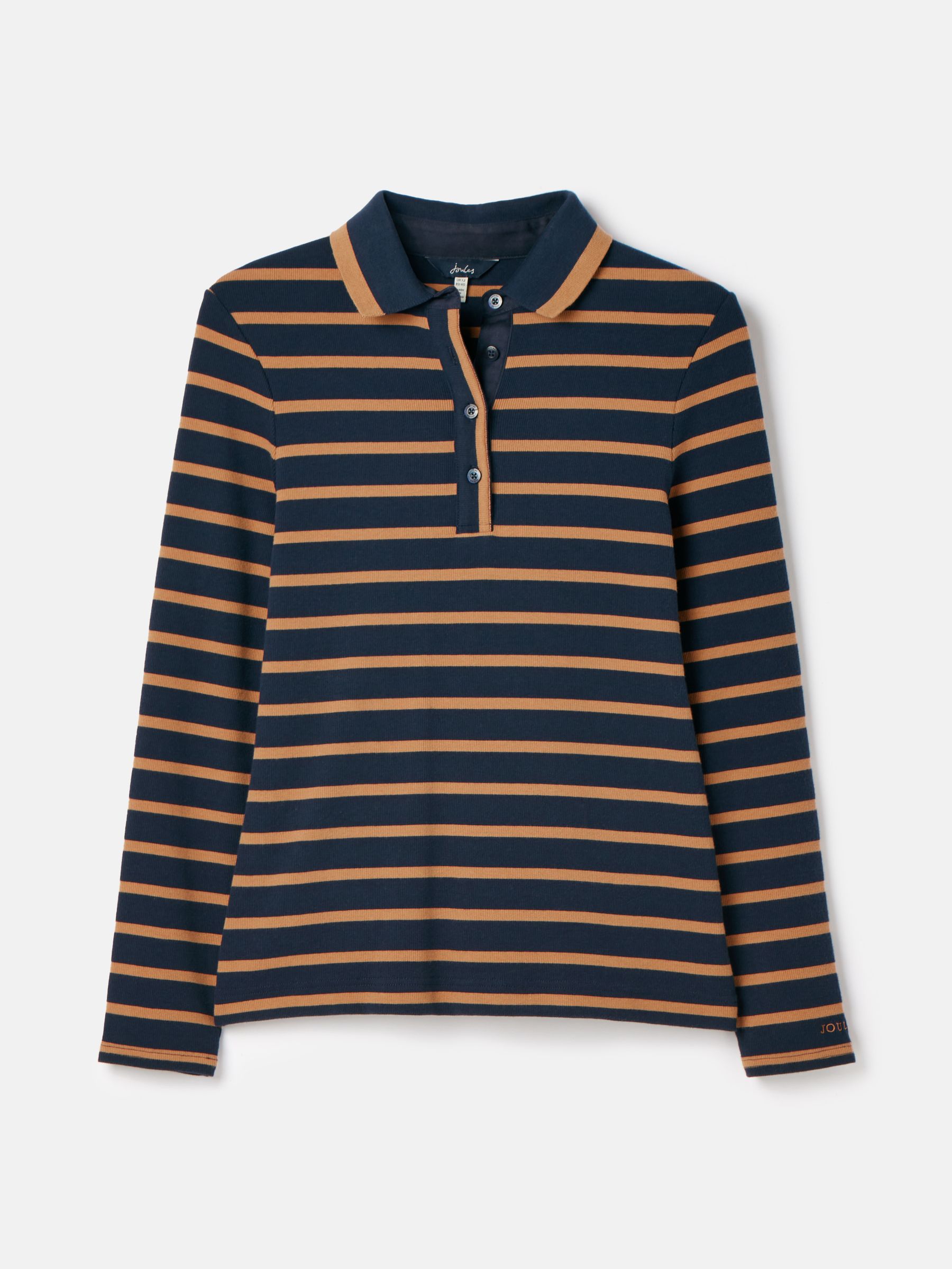 Striped long sleeve polo shirt womens top