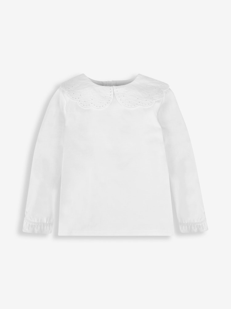 JoJo Maman Bébé Cream Pretty Top With Broderie Collar - Image 1 of 5