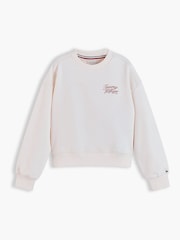 לבן - Tommy Hilfiger סווטשירט בגזרה נינוחה מבד פרנץ' טרי עם לוגו - תמונה 5 מתוך 6