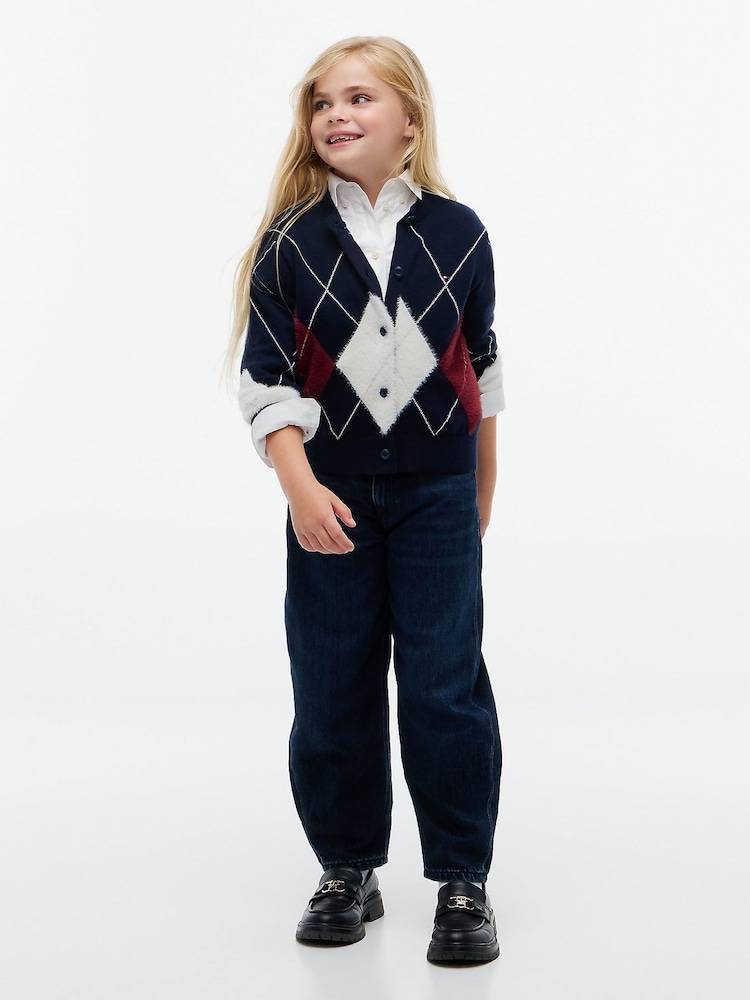 Tommy Hilfiger Blue Argyle Relaxed Cardigan With Wool - Image 2 of 6 Tommy Hilfiger Blue Argyle Relaxed Cardigan With Wool - Image 2 of 6