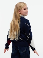 Tommy Hilfiger Blue Argyle Relaxed Cardigan With Wool - Image 4 of 6