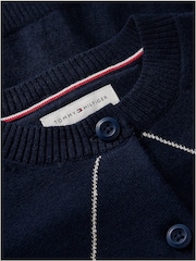 Tommy Hilfiger Blue Argyle Relaxed Cardigan With Wool - Image 6 of 6