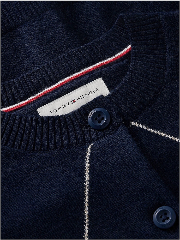 Tommy Hilfiger Blue Argyle Relaxed Cardigan With Wool - Image 6 of 6 Tommy Hilfiger Blue Argyle Relaxed Cardigan With Wool - Image 6 of 6