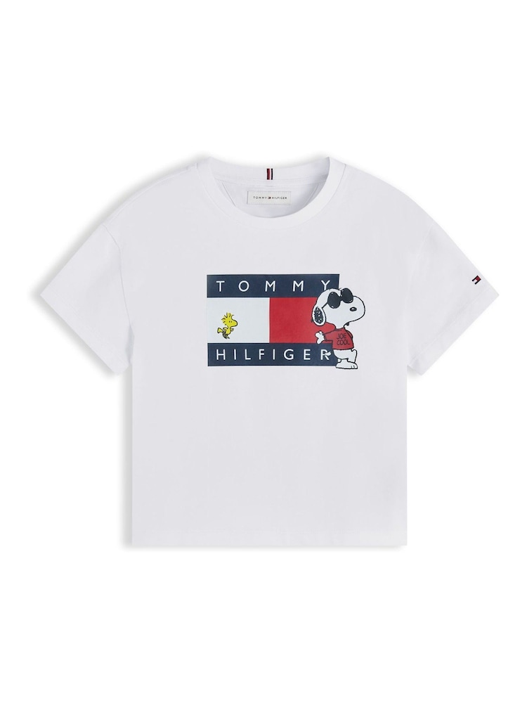 Tommy Hilfiger White Peanuts® Flag Graphic Relaxed T-Shirt - Image 5 of 5 Tommy Hilfiger White Peanuts® Flag Graphic Relaxed T-Shirt - Image 5 of 5