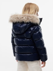 Tommy Hilfiger Blue Essential Faux Fur Trim Down Jacket - Image 5 of 7