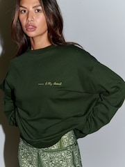 Never Fully Dressed Green 100% Cotton Sweatshirt - Image 1 of 4