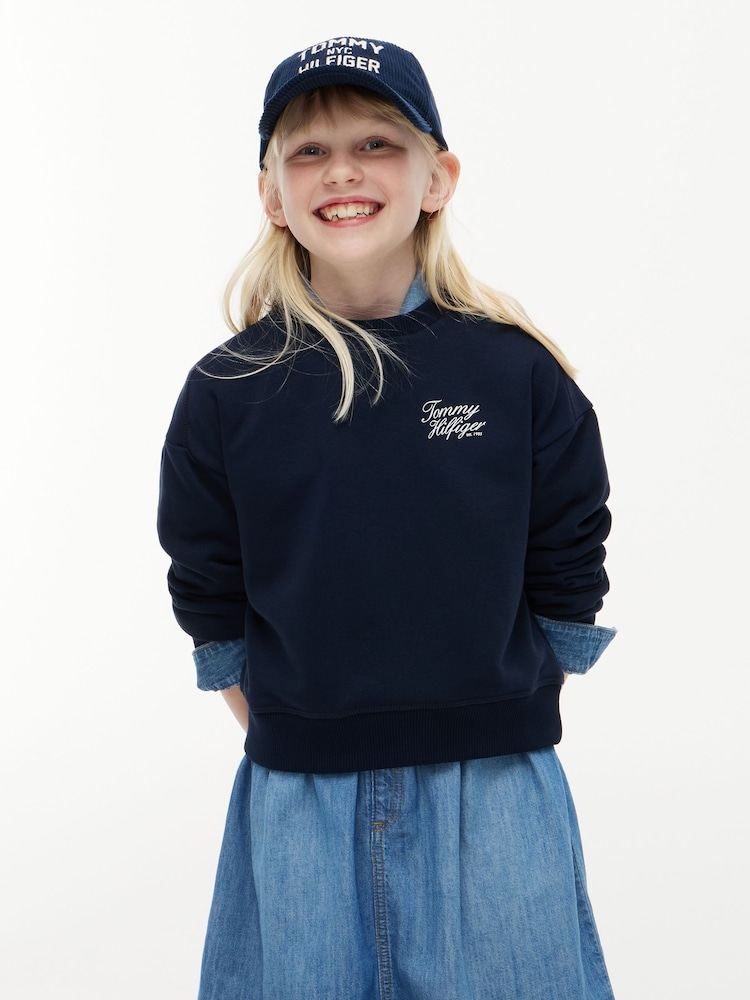 כחול  - Tommy Hilfiger סווטשירט בגזרה נינוחה מבד פרנץ' טרי עם לוגו - תמונה 1 מתוך 6