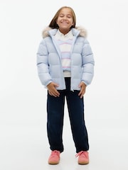 Tommy Hilfiger Sky Blue Essential Faux Fur Trim Down Jacket - Image 2 of 6