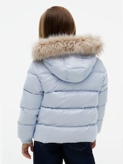 Tommy Hilfiger Sky Blue Essential Faux Fur Trim Down Jacket - Image 4 of 6