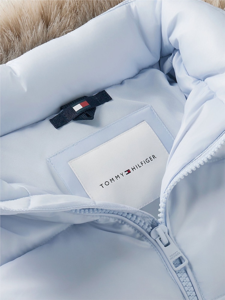 Tommy Hilfiger Sky Blue Essential Faux Fur Trim Down Jacket - Image 6 of 6 Tommy Hilfiger Sky Blue Essential Faux Fur Trim Down Jacket - Image 6 of 6