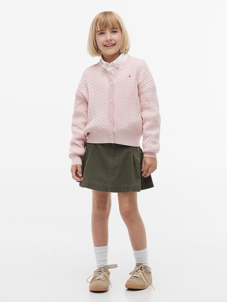 Tommy Hilfiger Pink Relaxed Cable Knit Cardigan - Image 2 of 6 Tommy Hilfiger Pink Relaxed Cable Knit Cardigan - Image 2 of 6