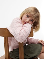 Tommy Hilfiger Pink Relaxed Cable Knit Cardigan - Image 3 of 6