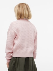 Tommy Hilfiger Pink Relaxed Cable Knit Cardigan - Image 4 of 6