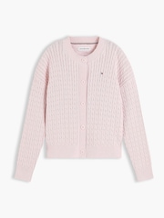 Tommy Hilfiger Pink Relaxed Cable Knit Cardigan - Image 5 of 6