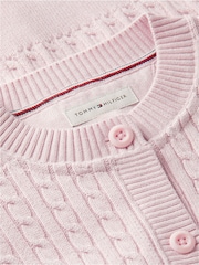 Tommy Hilfiger Pink Relaxed Cable Knit Cardigan - Image 6 of 6